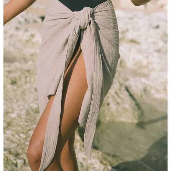 PHIE COLLECTION The Verano Short Sarong Womens Medium Black Beachwear Wrap Skirt - Picture 5 of 15